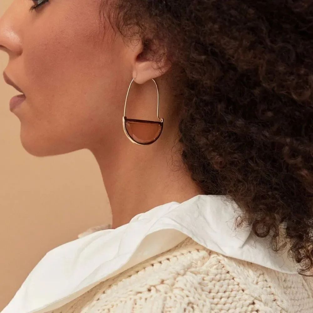 Clear brown crystal hoop earrings A184